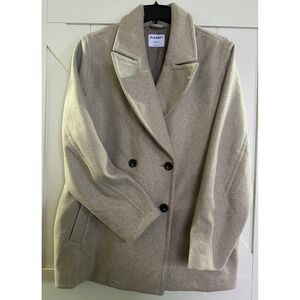 NWOT Old Navy XXL Tall Womens Double Breasted Wool Blend Pea Coat Beige